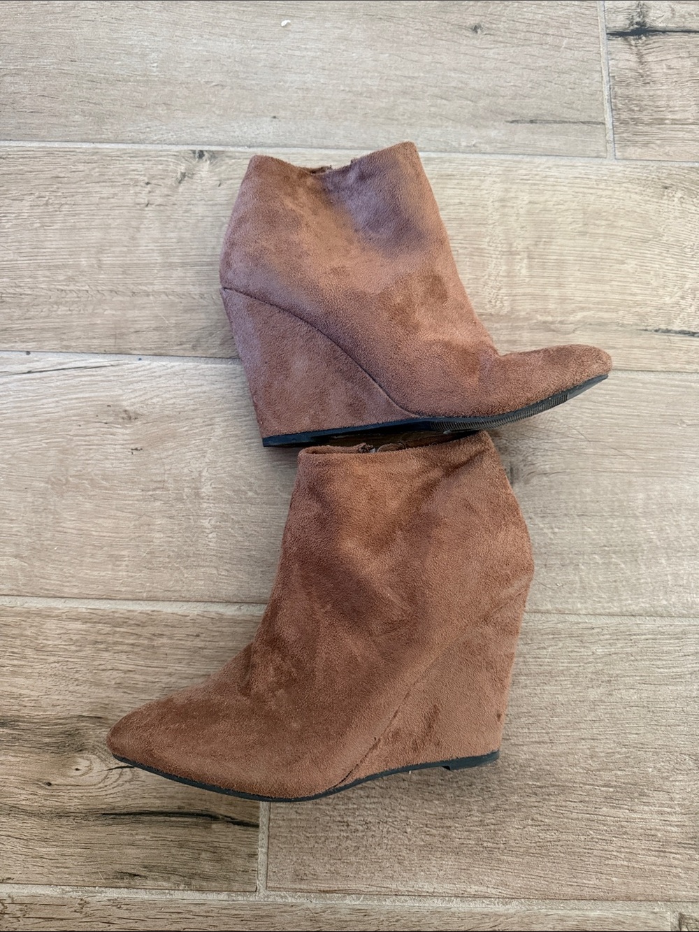 Forever 21 Tan Suede Wedge Ankle Boots